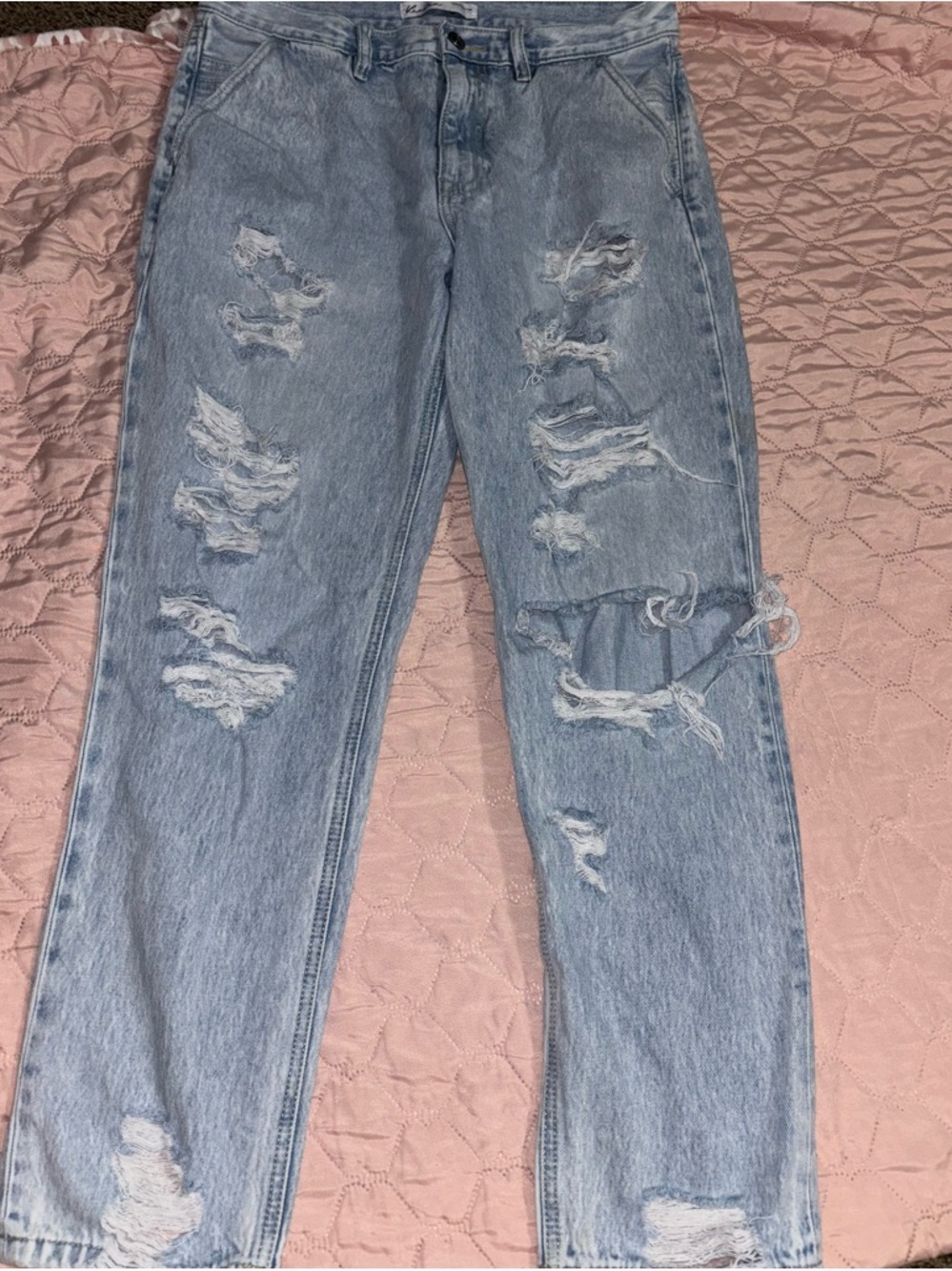 KanCan Light Blue Distressed Boyfriend Jeans - Picture 1 of 6